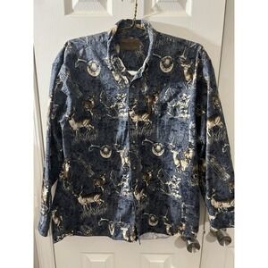 Men's VTG Magellan Soft Long Sleeve Button Down Shirt Deer Size Large